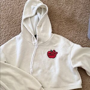Hello Kitty White Hoodie with Red Apple Patch SHEIN x Hello Kitty